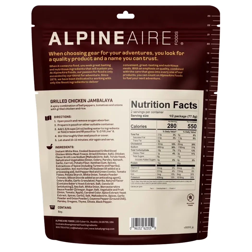 AlpineAire Grilled Chicken Jambalaya-Food - Backpacking-AlpineAire-Appalachian Outfitters