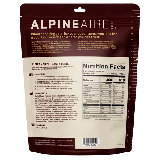 AlpineAire Tuscan Style Pasta Roma-Food - Backpacking-AlpineAire-Appalachian Outfitters