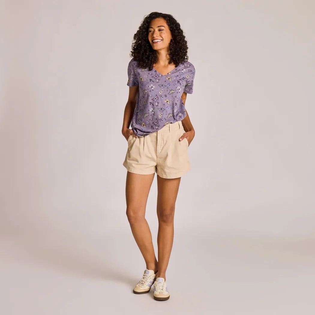 Life is Good Women's Butterfly Garden Pattern Crusher-LITE Easy Vee-Women's - Clothing - Tops-Life is Good-Appalachian Outfitters