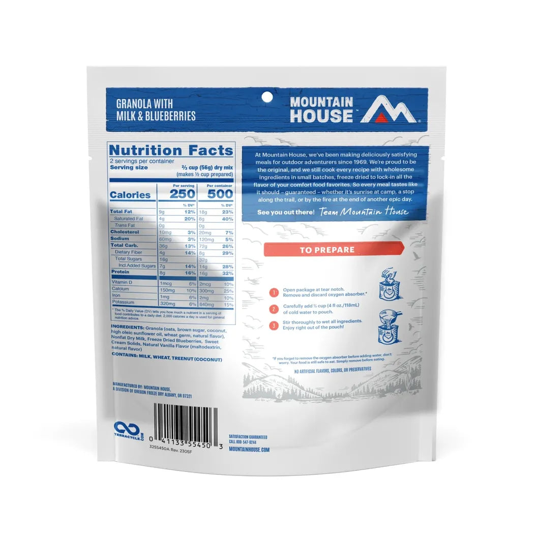 Mountain House Granola with Milk & Blueberries-Food - Backpacking-Mountain House-Appalachian Outfitters