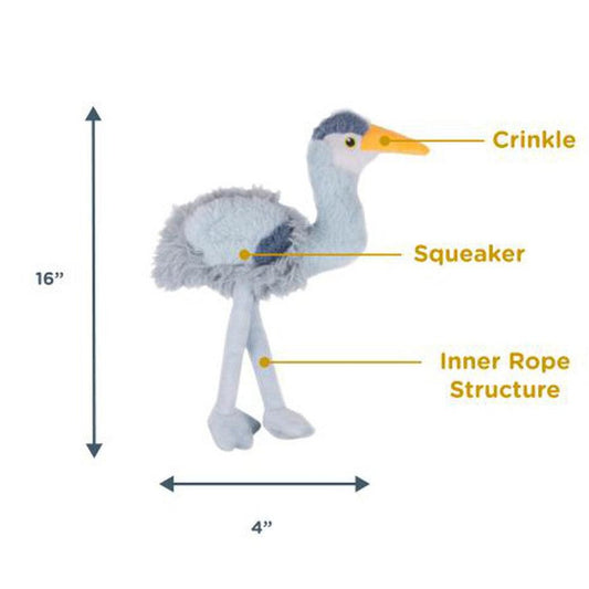 Tall Tails Plush Rope Body Heron Squeaker Toy - 16"-Pets - Toys-Tall Tails-Appalachian Outfitters