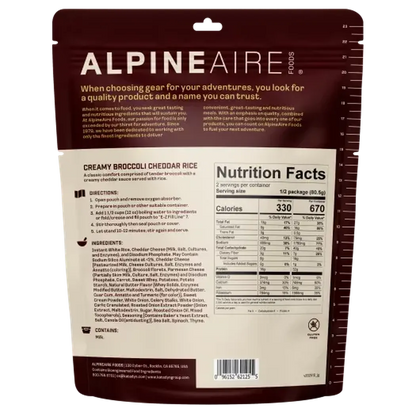 AlpineAire Creamy Broccoli Cheddar Rice-Food - Backpacking-AlpineAire-Appalachian Outfitters