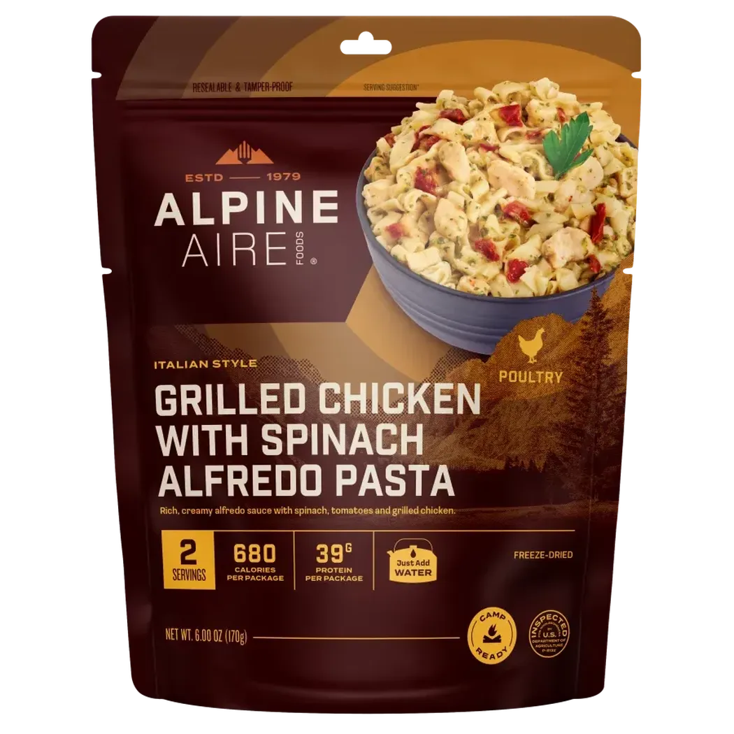 AlpineAire Grilled Chicken with Spinach Alfredo Pasta-Food - Backpacking-AlpineAire-Appalachian Outfitters