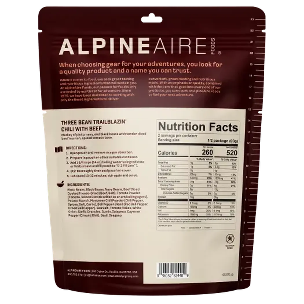 AlpineAire Three Bean Trailblazin' Chili with Beef-Food - Backpacking-AlpineAire-Appalachian Outfitters