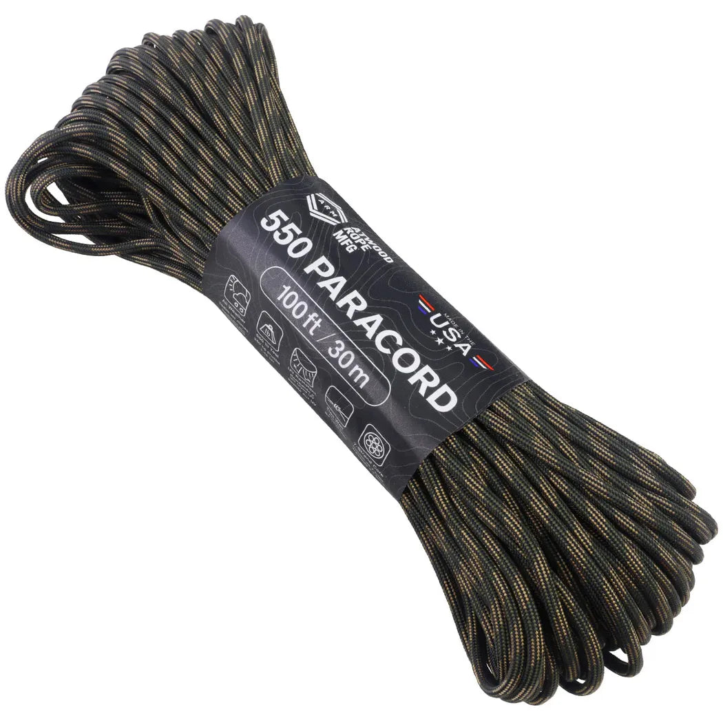 Atwood Rope Paracord - 550 LB - 4MM X 100 FT - Camos and Black-Camping - Accessories - Rope and Cordage-Atwood Rope-Cavalry-Appalachian Outfitters