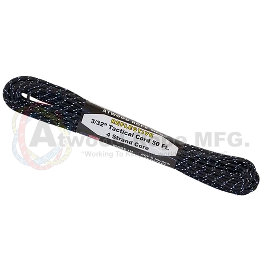 Atwood Rope Reflective Cord - 275 LB Tactical Cord - 2.4MM X 50 FT-Climbing - Ropes-Atwood Rope-Black-Appalachian Outfitters