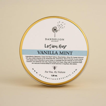 Dandelion Naturals Vanilla Mint Tallow Lotion Bar-Camping - First Aid - Skin Care-Dandelion Naturals-Appalachian Outfitters