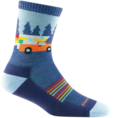 Kid's Wild Micro Crew Ligthweight with Cushion-Accessories - Socks - Kids-Darn Tough-Denim-S-Appalachian Outfitters