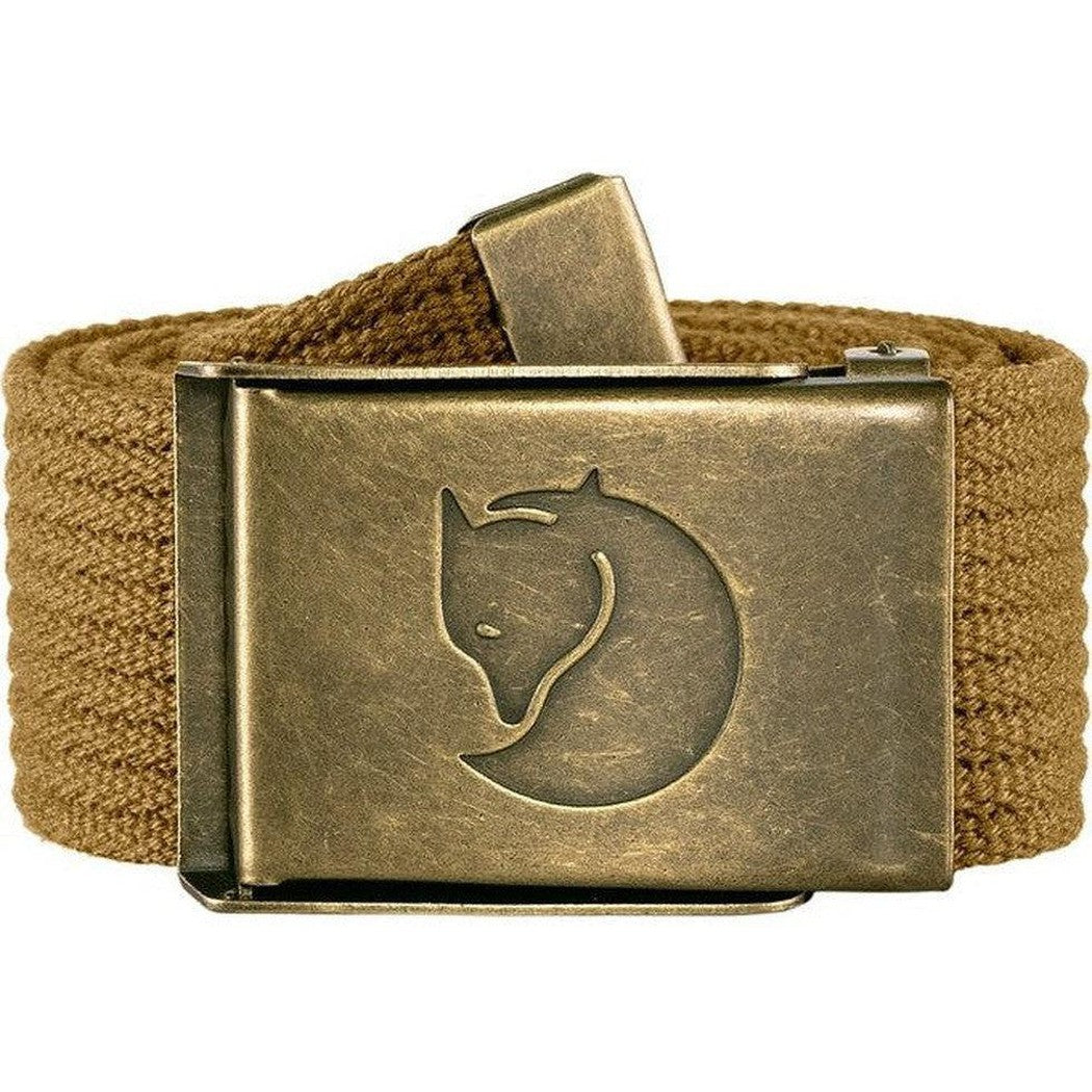 Fjallraven Canvas Brass Belt 4 cm-Accessories - Belts-Fjallraven-Buckwheat Brown-Appalachian Outfitters