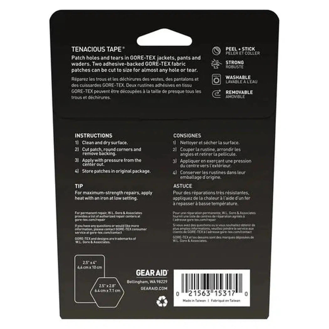 Gear Aid GORE-TEX Fabric Patches: 2.5" Hex and 4" Rectangle-Camping - Accessories - Cleaning & Maintenance-Gear Aid-Black-Appalachian Outfitters