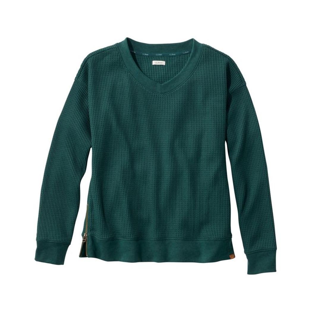 L.L.Bean Women's Birchwood Brushed Waffle V-Neck Top-Women's - Clothing - Tops-L.L.Bean-Appalachian Outfitters