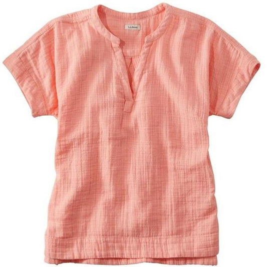 L.L.Bean Women's Cloud Gauze Shirt Short Sleeve-Women's - Clothing - Tops-L.L.Bean-Coral Quartz-S-Appalachian Outfitters
