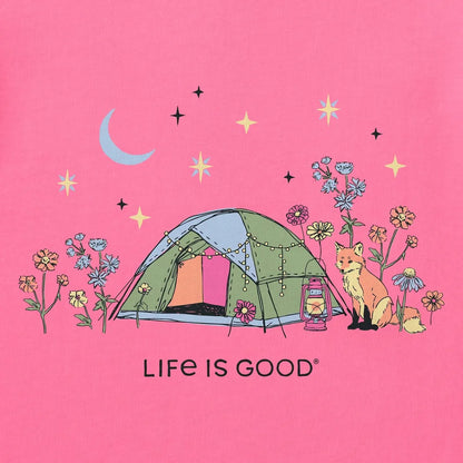 Life is Good Women's Camping Fox Flowers Short Sleeve Crusher-LITE Tee-Women's - Clothing - Tops-Life is Good-Appalachian Outfitters