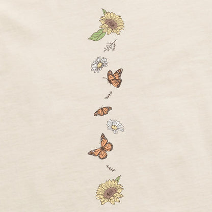 Life is Good Women's Sunflower Monarch Jar Long Sleeve Crusher Tee-Women's - Clothing - Tops-Life is Good-Appalachian Outfitters