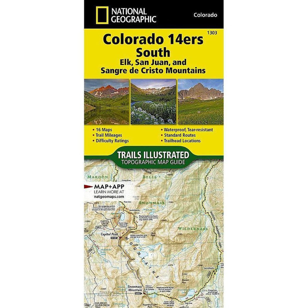 National Geographic-Trails Illustrated Colorado 14ers South Map [San Juan, Elk, and Sangre de Cristo Mountains]-Appalachian Outfitters