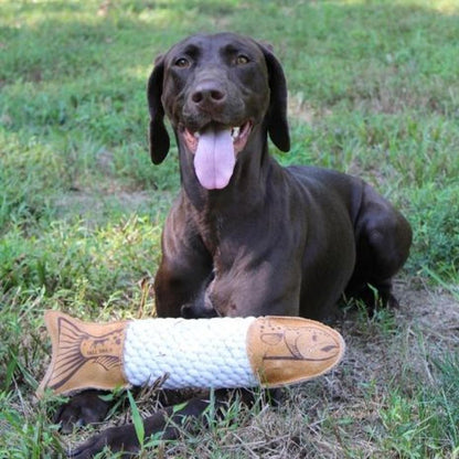 Tall Tails Natural Leather Trout Rope Tug Dog Toy - 15"-Pets - Toys-Tall Tails-Appalachian Outfitters