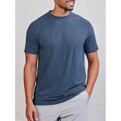 Tasc Men's Carrollton T-Mini Stripe-Men's - Clothing - Tops-Tasc-Classic Navy Heather/Tropical Blue-M-Appalachian Outfitters