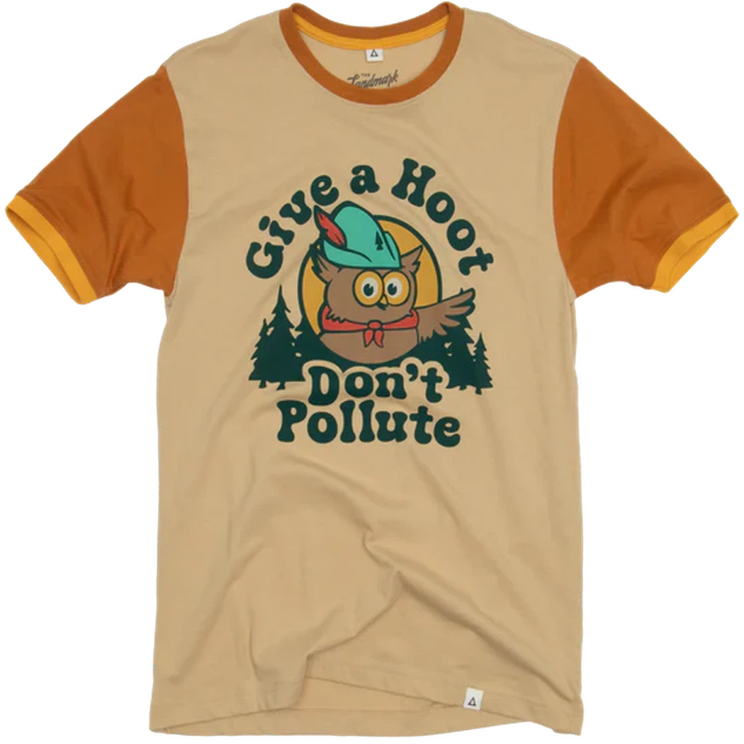 The Landmark Project Give A Hoot Ringer Tee-Unisex - Clothing - Tops-The Landmark Project-Fossil/Sundial-S-Appalachian Outfitters