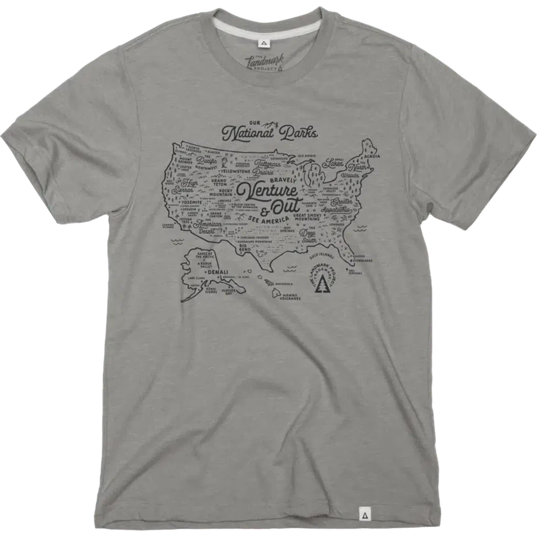 The Landmark Project NPS Map Tee-Unisex - Clothing - Tops-The Landmark Project-Smoke Grey-XS-Appalachian Outfitters