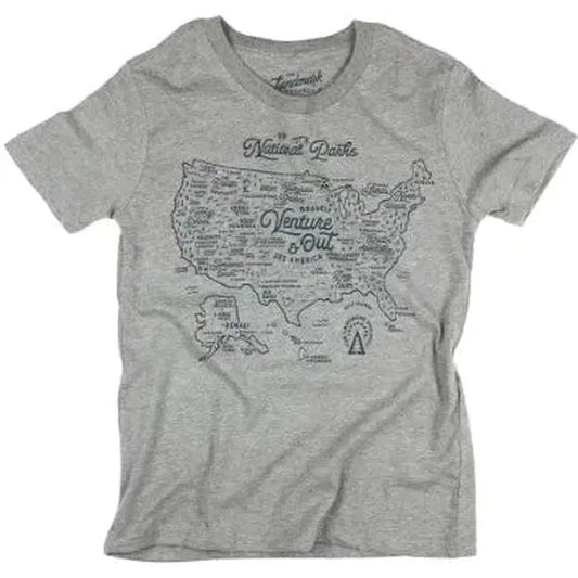 The Landmark Project NPS Map Youth Tee-Kids - Clothing-The Landmark Project-Smoke Grey-S-Appalachian Outfitters