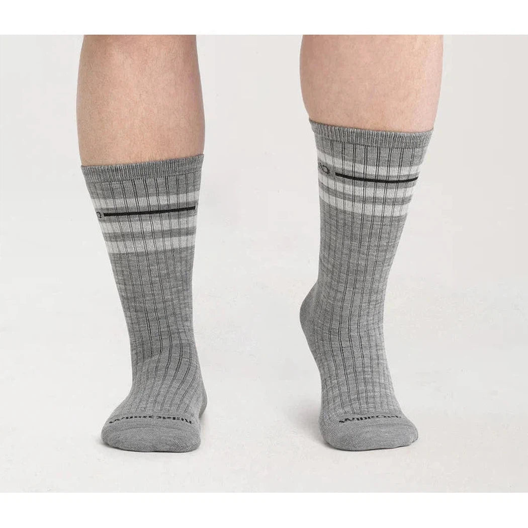 Wide Open Men's Vintage Stripe Midweight Crew Sock-Accessories - Socks - Men's-Wide Open-Light Gray-L-Appalachian Outfitters