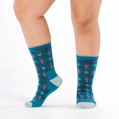 Wide Open Women's Wildwood Cushioned Crew Socks-Accessories - Socks - Women's-Wide Open-Bright Teal-S-Appalachian Outfitters